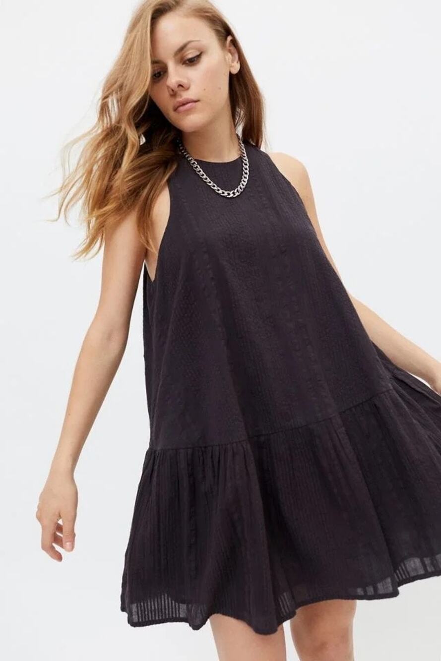 Urban Outfitters Women's Black Gauze Sleeveless Flowy Mini Shift Dress Size S